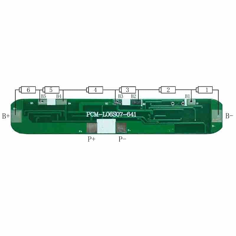 6S 7A PCM BMS para 21.6V 22.2V Li-ion / Litio / Li-Polymer 18V 19.2V LiFePO4 Paquete de energía de soporte de batería (PCM-L06S07-641)