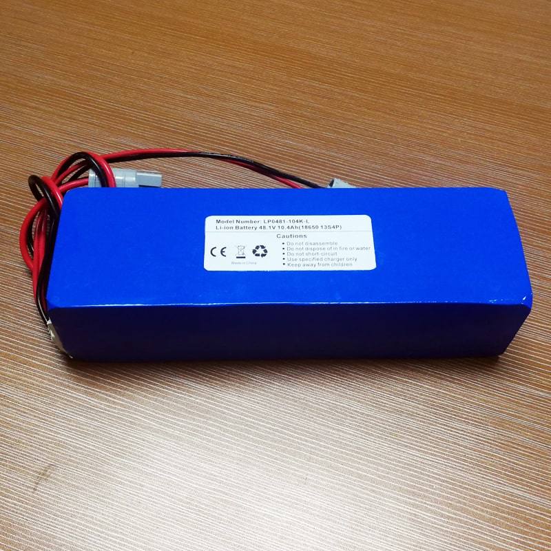 13S4P 48V 18650 10400mAh Paquete de baterías de iones de litio recargable 10400mAh con PCM y conectores