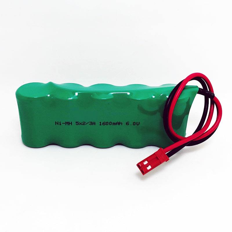 Paquete de baterías recargables de 6V 1600mAh 2 / 3A NI-MH con conector y alambre