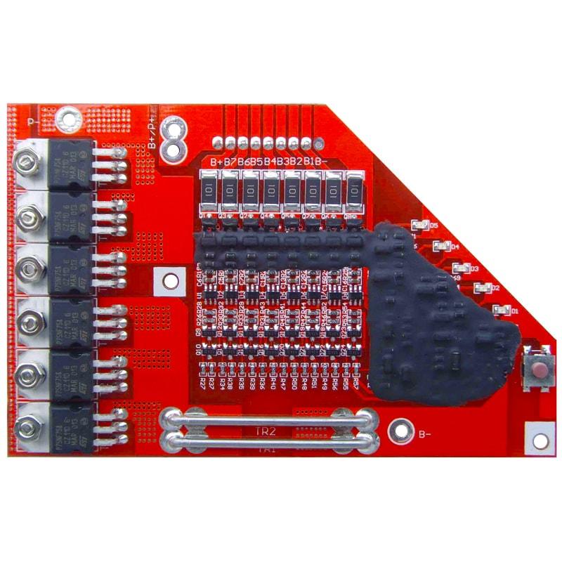 8S 15A PCM BMS para 28.8V 29.6V Li-ion / Litio / Li-Polymer 24V 25.6V Batería de LiFePO4 con indicador de alimentación LED (PCM-L08S15-466)