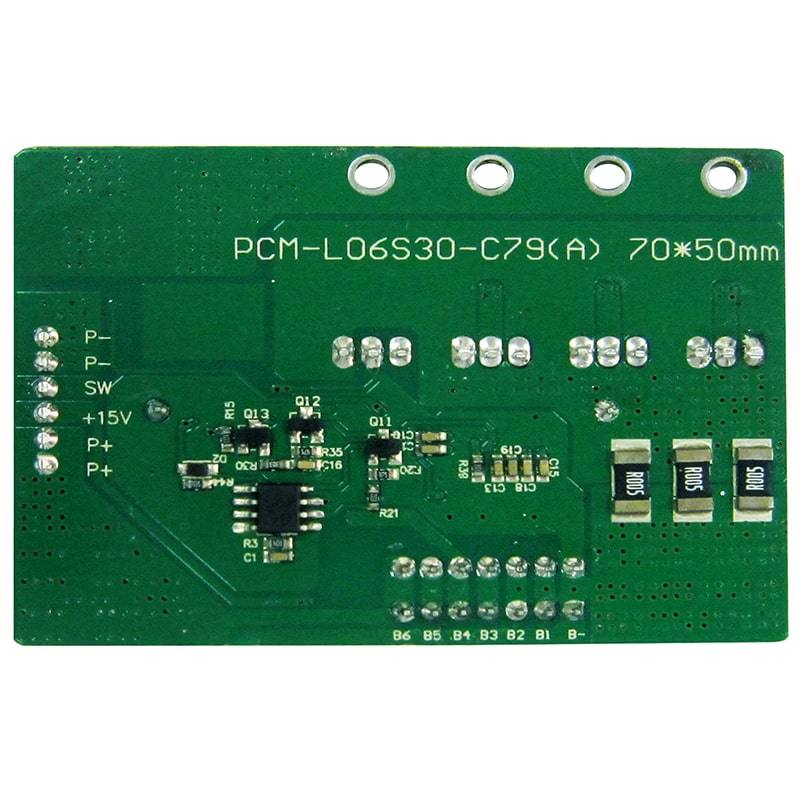 3S-6S C: 5A D: 30A PCM BMS para 21.6V 22.2V Li-Ion / Litio / Li-Polymer 18V 19.2V Batería de LiFePO4 con interruptor de corriente débil (PCM-L06S30-C79)