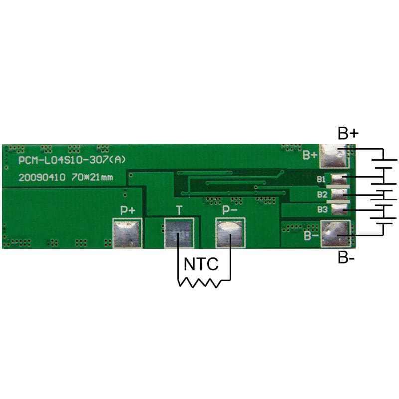4S 10A PCM BMS para 14.4V 14.8V Li-Ion / Litio / Li-Polymer 12V 12.8V LiFePO4 Battery Pack Tamaño L70 * W21 * T5MM (PCM-L04S10-307)