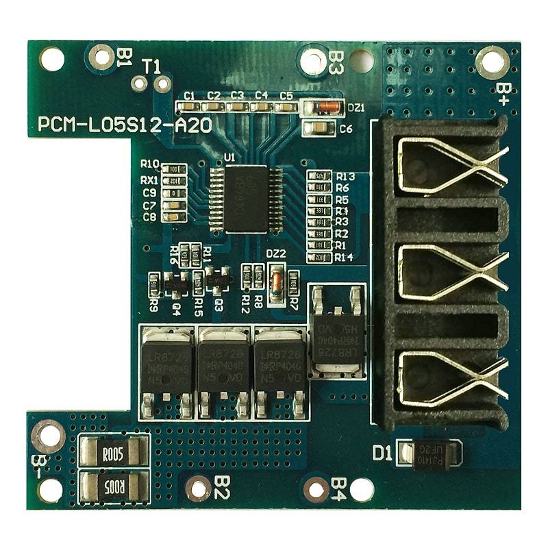 5S C: 5A D: 15A PCM BMS para 18V 18.5V Li-Ion / Litio / Li-Polymer 15V 16V LiFePO4 Battery Pack con socket (PCM-L05S12-A20)