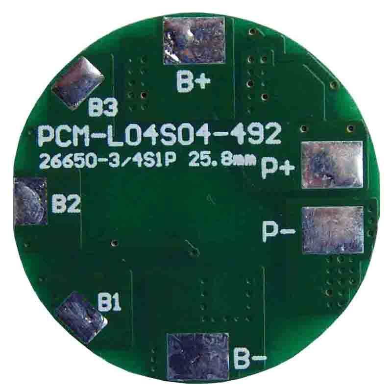 3S ~ 4S 4A PCM Circular BMS para 14.4V 14.8V Li-Ion / Litio / Li-Polymer 12V 12.8V LiFePO4 Tamaño del paquete de baterías φ 25.8mm (PCM-L04S04-492)
